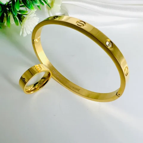 Stainless Steel Cartier Bangle with Ring