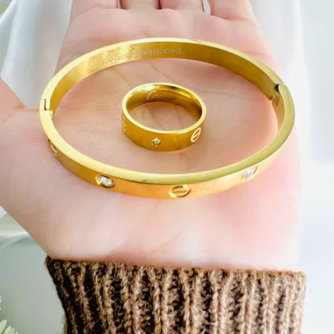 Stainless Steel Cartier Bangle with Ring
