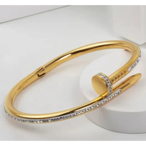 Stainless steel nail bangle with Nugs