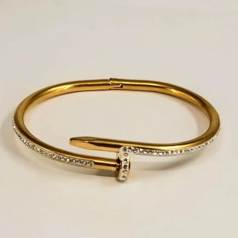Stainless steel nail bangle with Nugs